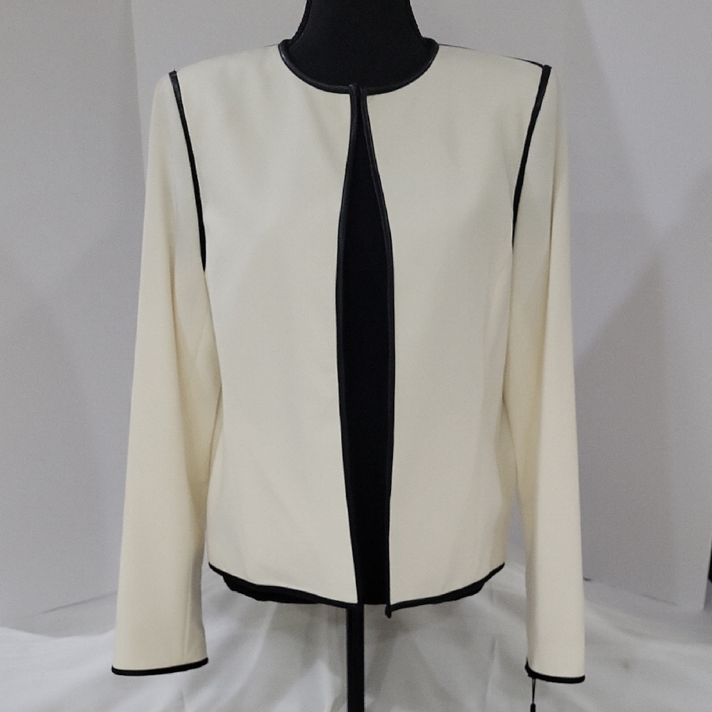 Elegant Cream Jacket with Black Trim